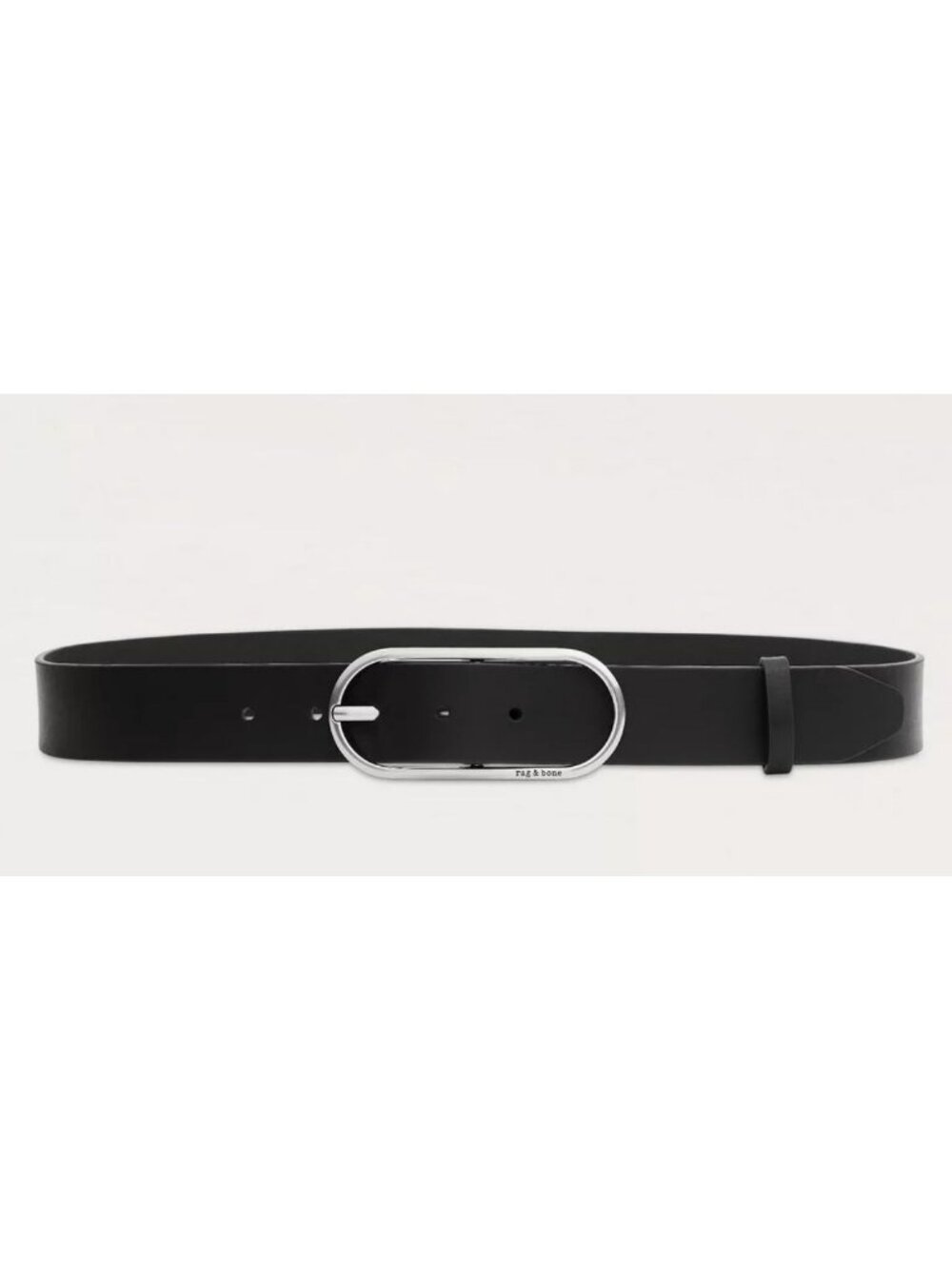 Rag & Bone $178 Womens Black Leather Belt With Silver Oval Buckle New